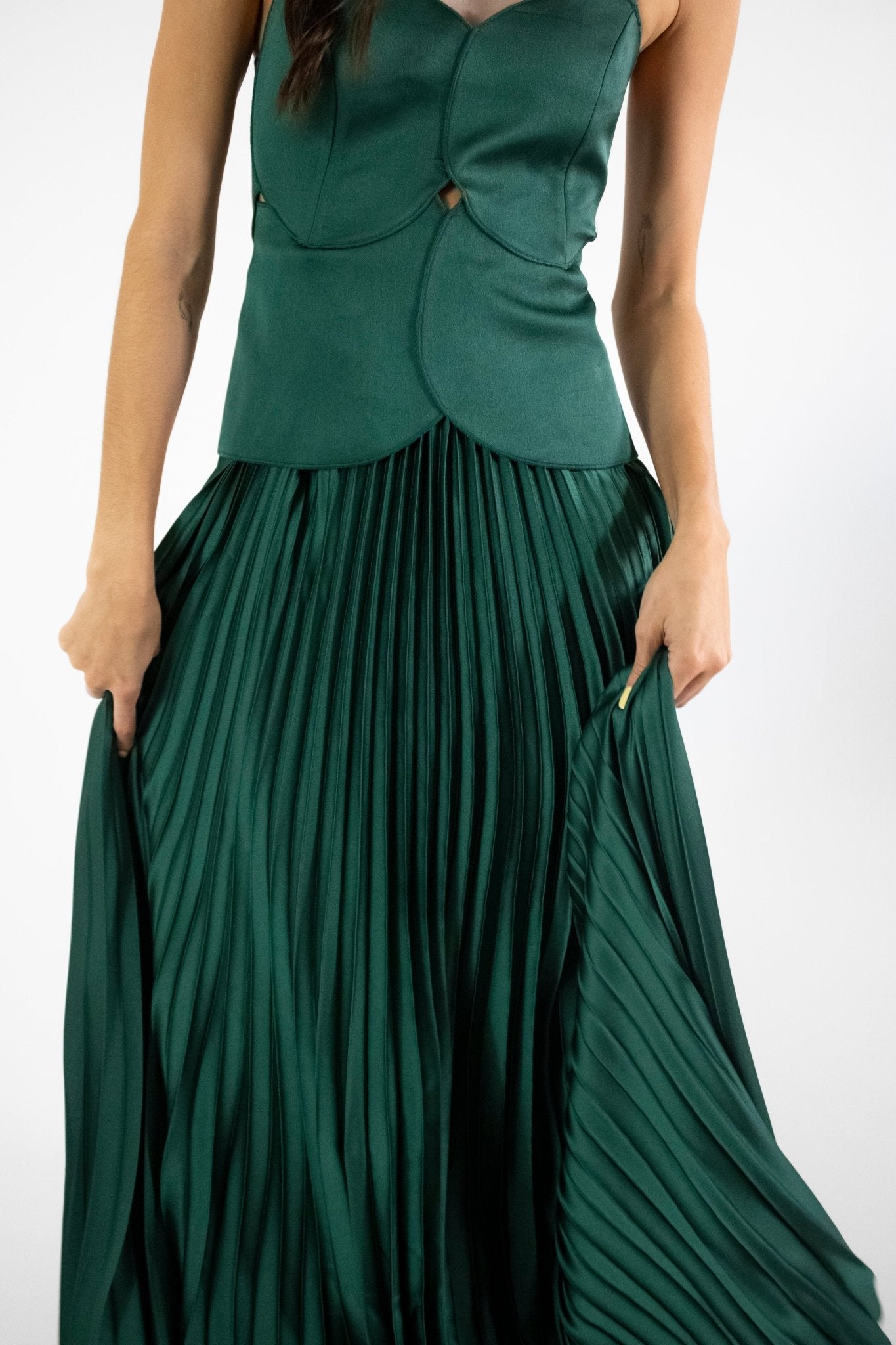 Mirra - verde venta - Lend the Trend renta de vestidos mexico