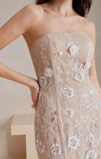 Vestido con aplicaciones y bordado de flores - Olinda - Lend the Trend renta de vestidos mexico