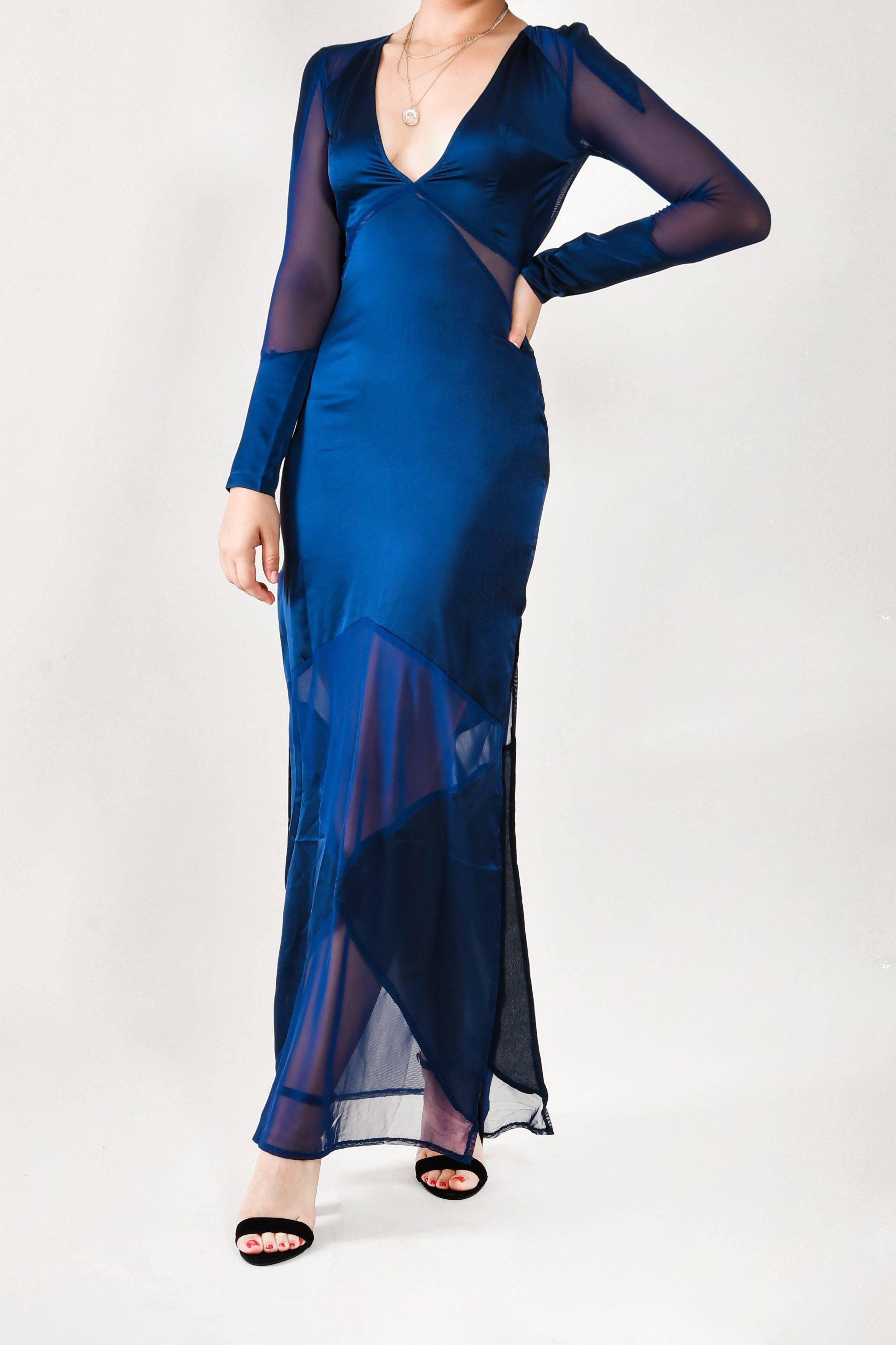 Roxana - vestido largo azul - lendthetrendmx renta de vestidos mexico