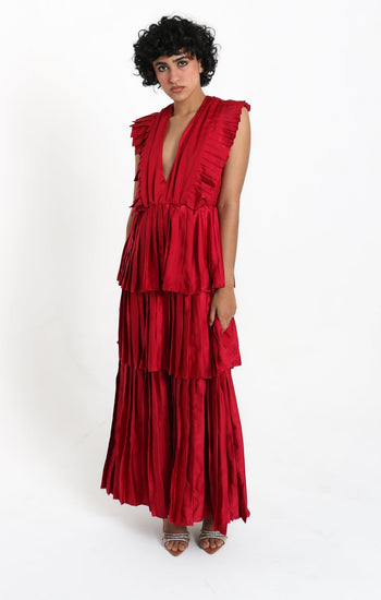Diora - rojo venta - Lend the Trend renta de vestidos mexico