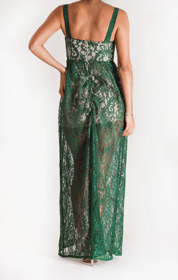 Fabiana - vestido de encaje verde - Lend the Trend renta de vestidos mexico