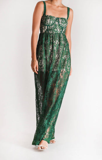 Fabiana - vestido de encaje verde - Lend the Trend renta de vestidos mexico