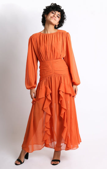 Flavia - naranja - Lend the Trend renta de vestidos mexico