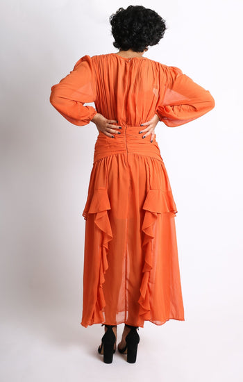 Flavia - naranja - Lend the Trend renta de vestidos mexico