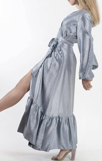Giulia - vestido largo plateado - Lend the Trend renta de vestidos mexico