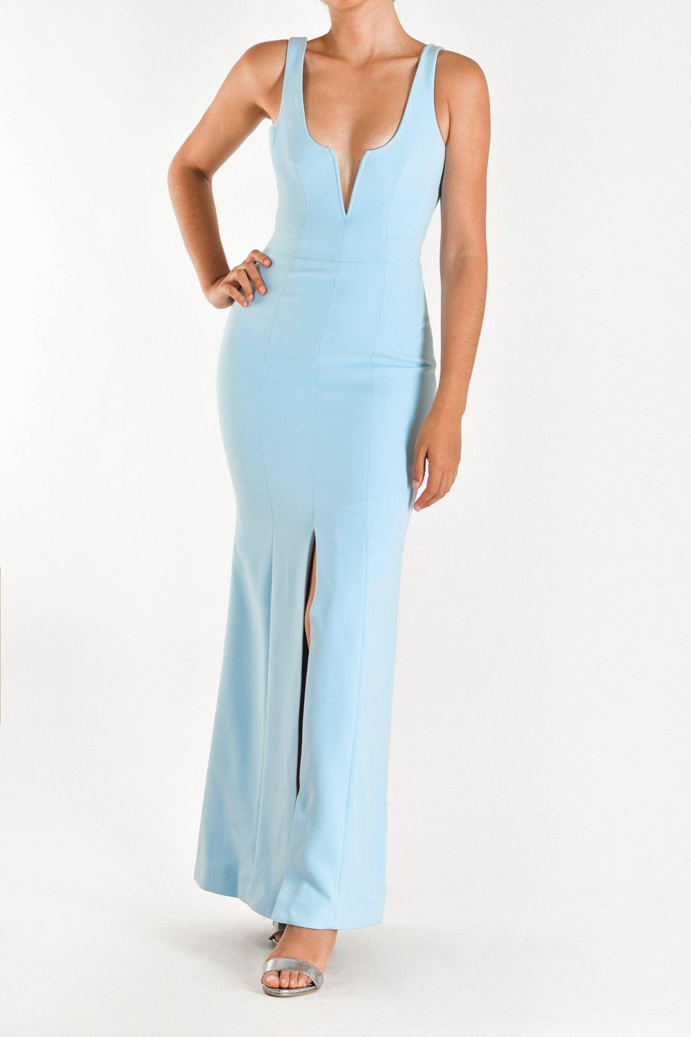 Macie - vestido largo azul - Lend the Trend renta de vestidos mexico