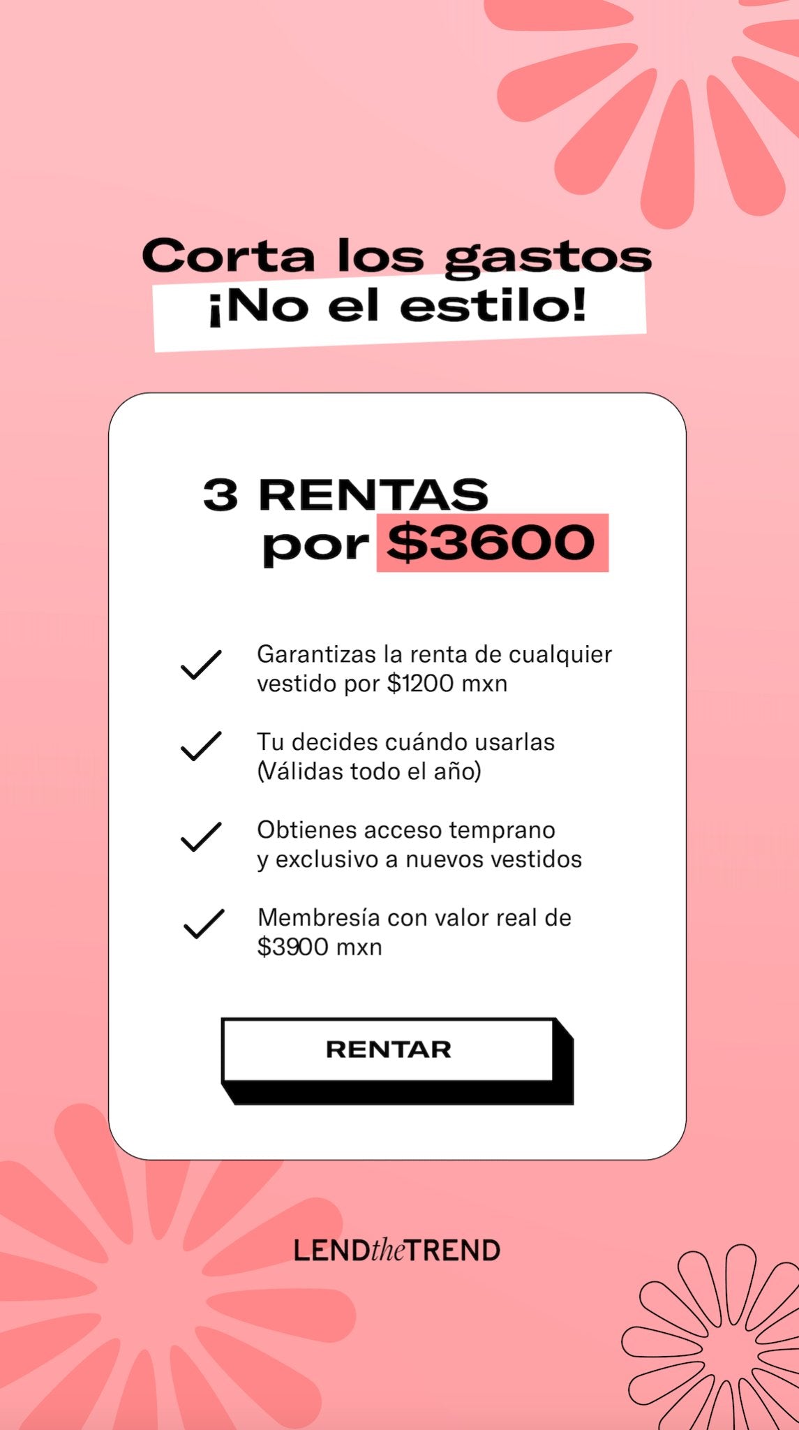 Membresía de 3 Rentas - Lend the Trend renta de vestidos mexico
