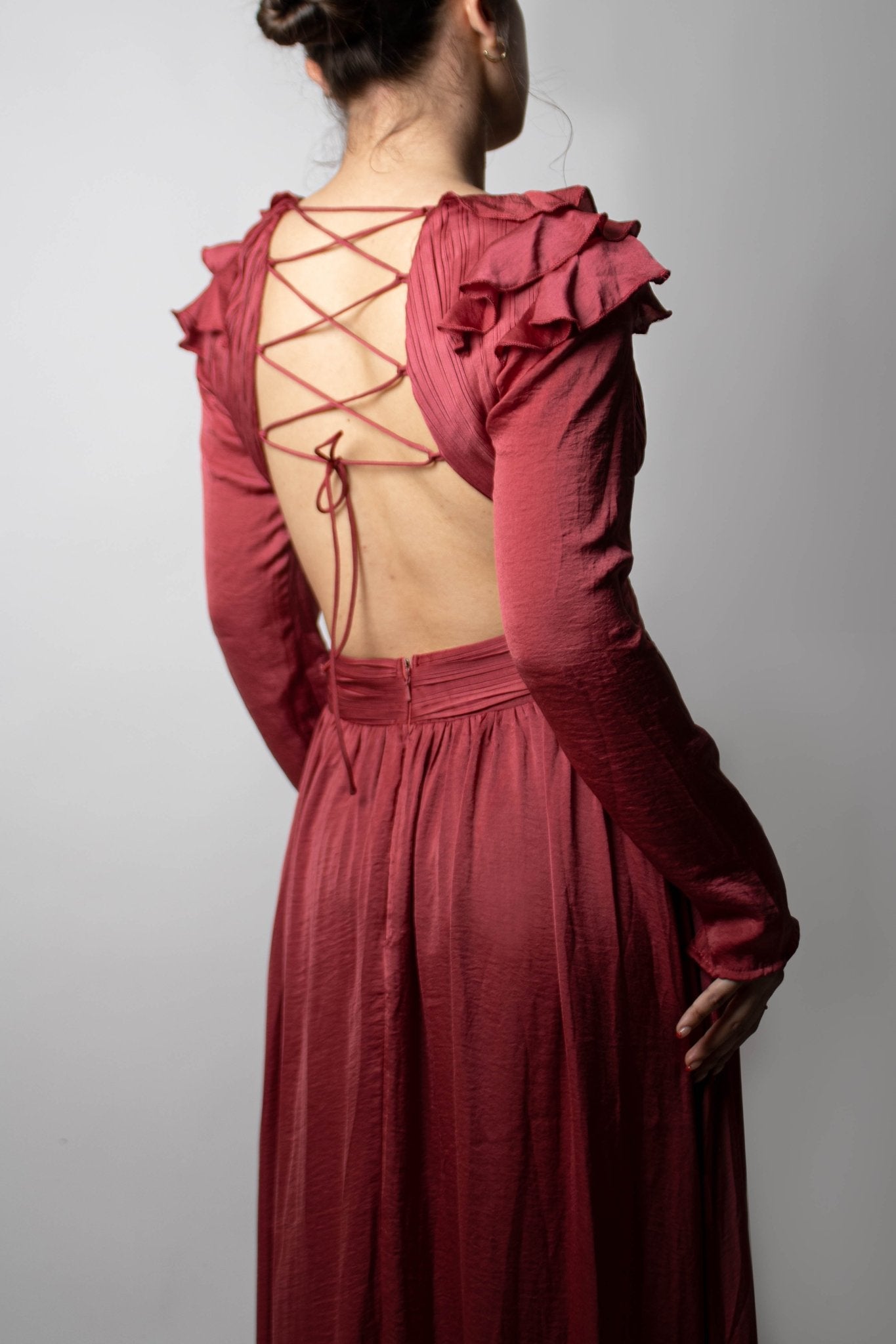 Micaela - rosa rojizo venta - Lend the Trend renta de vestidos mexico