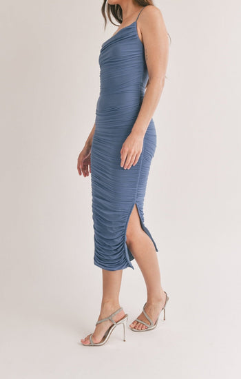 Pamela - azul acero venta - Lend the Trend renta de vestidos mexico